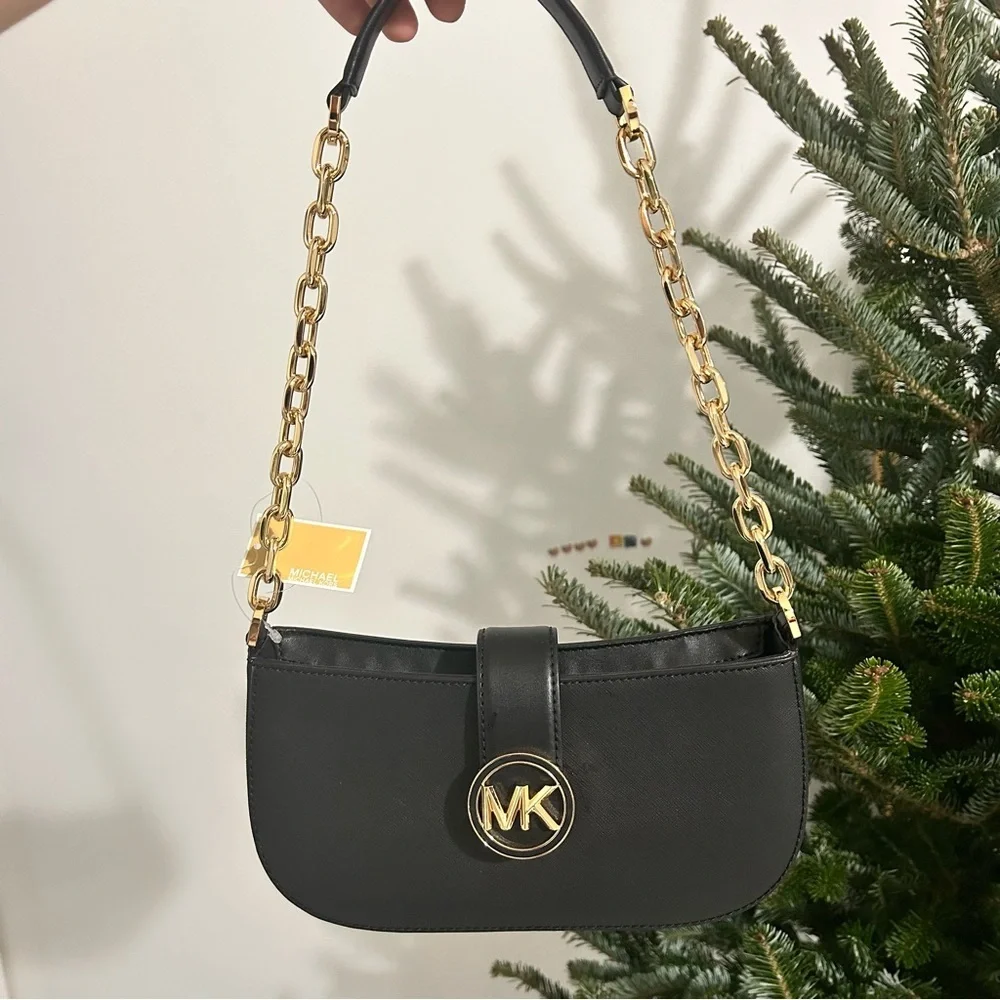 Michael Kors Black Gold Chain Shoulder Bag - Picture 1 of 7